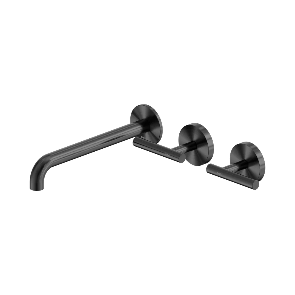 Nero Mecca Lever Wall Basin/Bath Set 220mm Offset Spout (Complete Kit) Gunmetal - Image 3