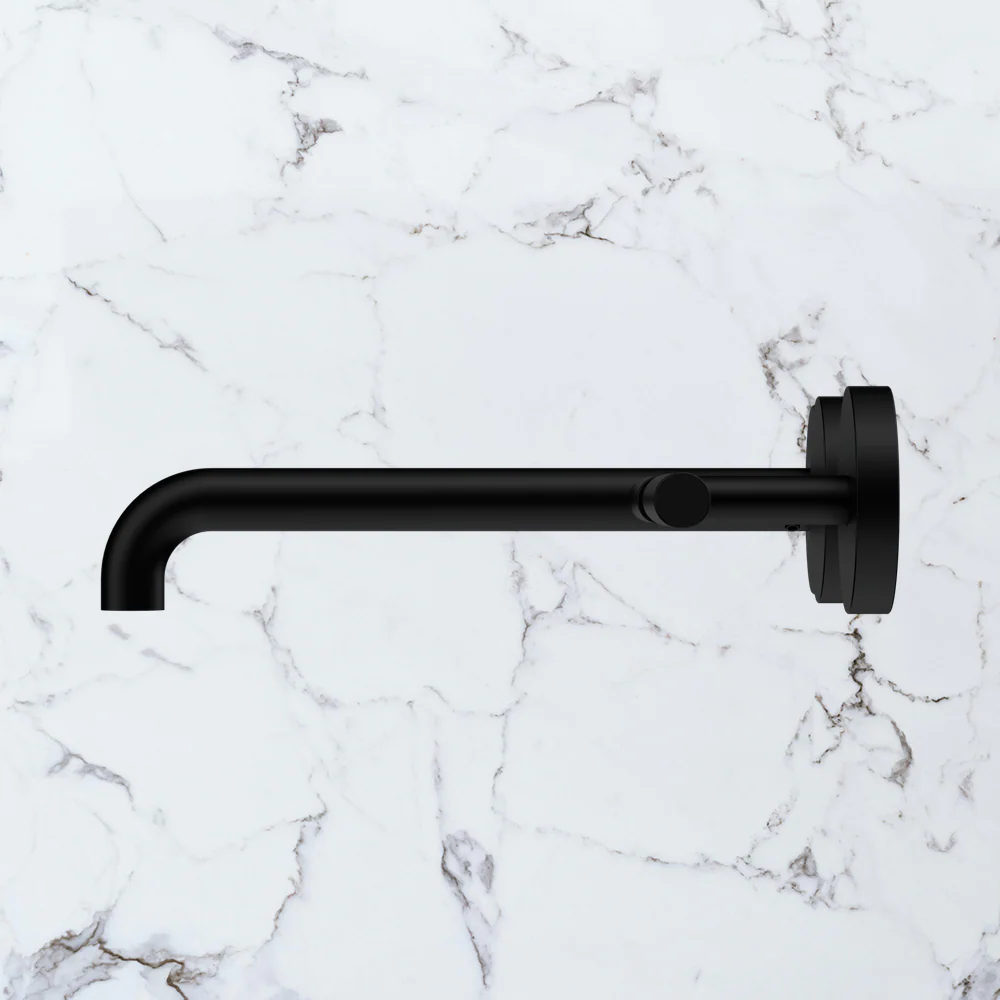 Nero Mecca Lever Wall Basin/Bath Set 220mm Offset Spout (Complete Kit) Matte Black - Image 2
