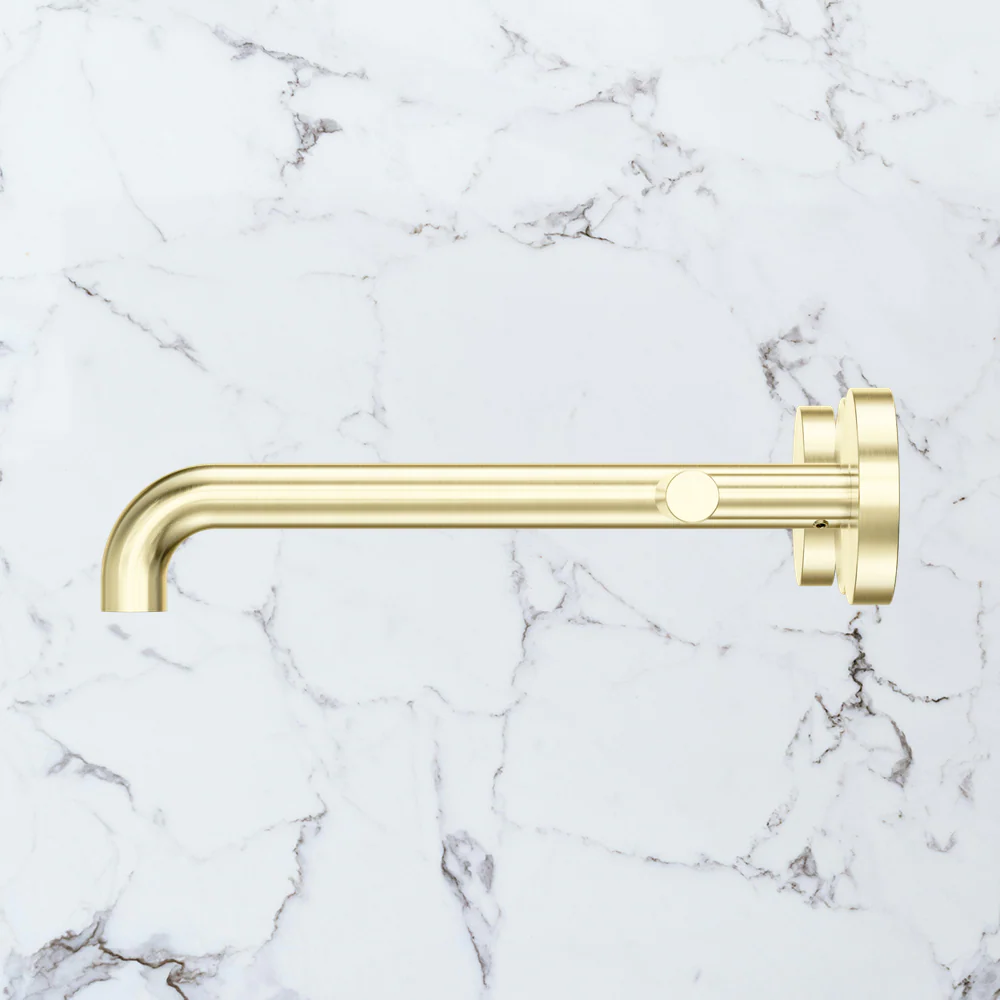 Nero Mecca Lever Wall Basin/Bath Set 220mm Spout (Complete Kit) Brushed Gold - Image 2