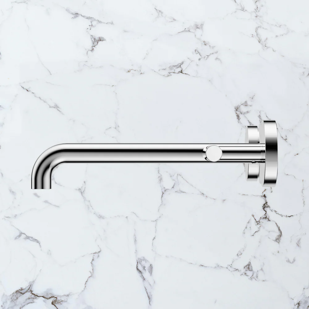 Nero Mecca Lever Wall Basin/Bath Set 220mm Spout (Complete Kit) Chrome - Image 2