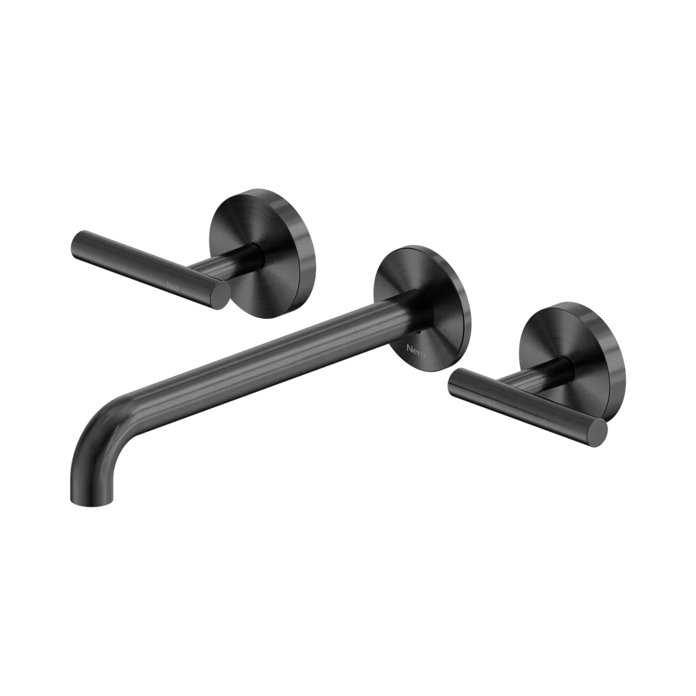 Nero Mecca Lever Wall Basin/Bath Set 220mm Spout (Complete Kit) Gunmetal