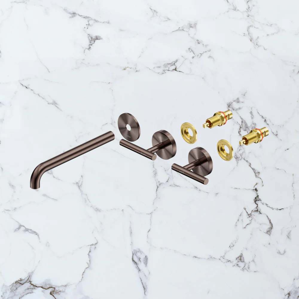 Nero Mecca Lever Wall Basin/Bath Set 220mm Spout (Trim Kit Only) Brushed Bronze - Image 2