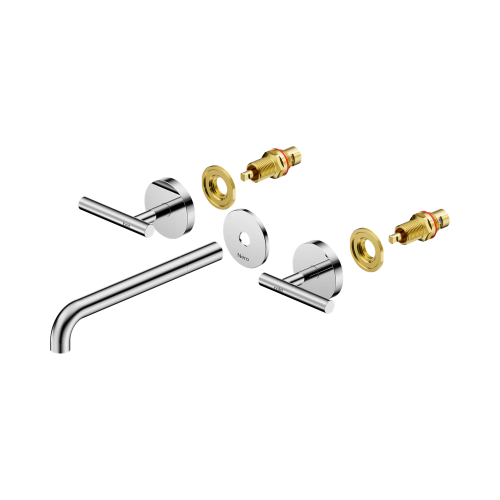 Nero Mecca Lever Wall Basin/Bath Set 220mm Spout (Trim Kit Only) Chrome - Image 3