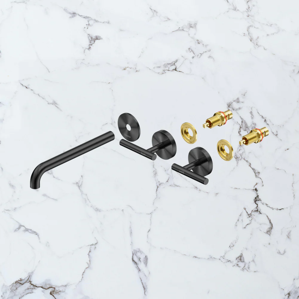 Nero Mecca Lever Wall Basin/Bath Set 220mm Spout (Trim Kit Only) Gunmetal - Image 2