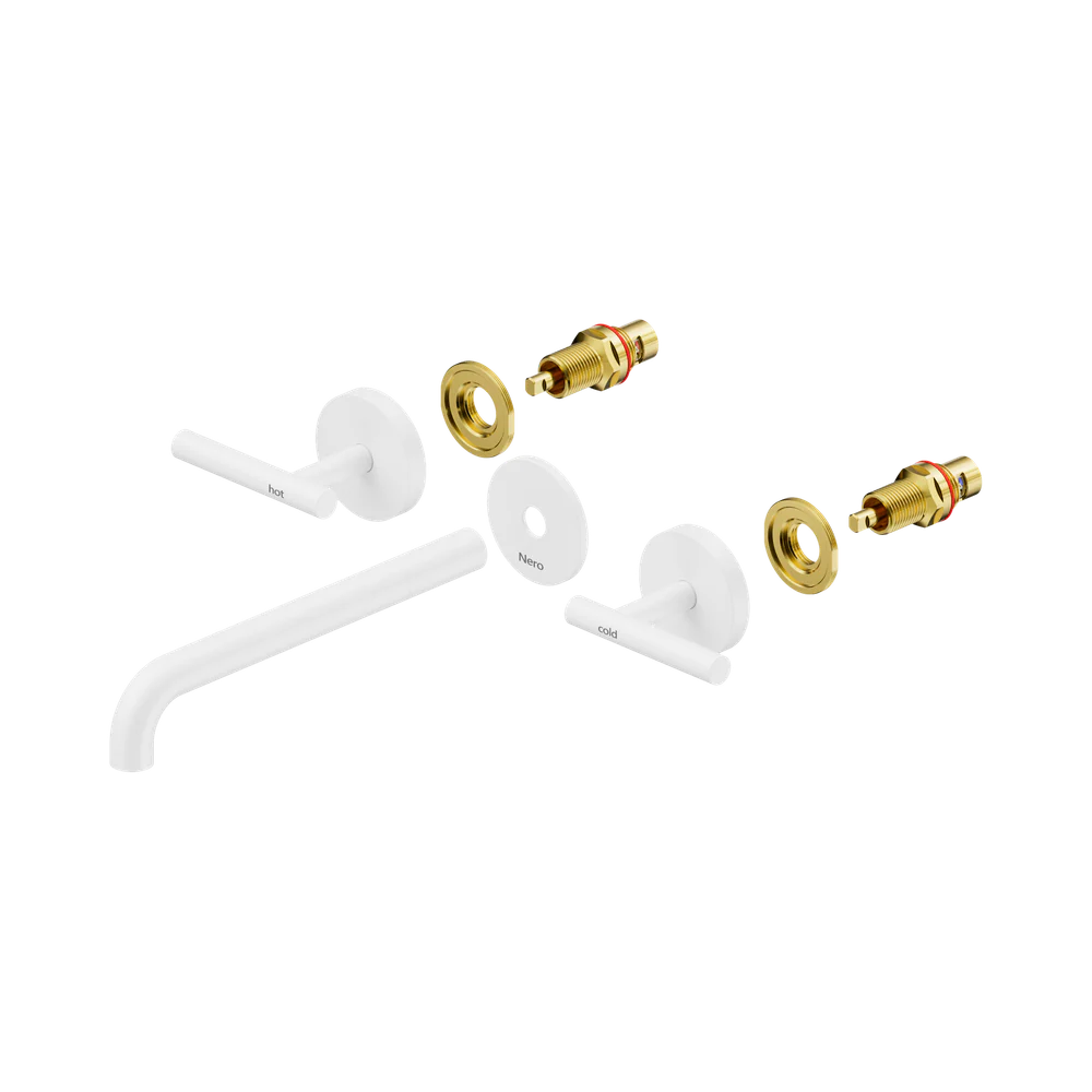Nero Mecca Lever Wall Basin/Bath Set 220mm Spout (Trim Kit Only) Matte White - Image 3