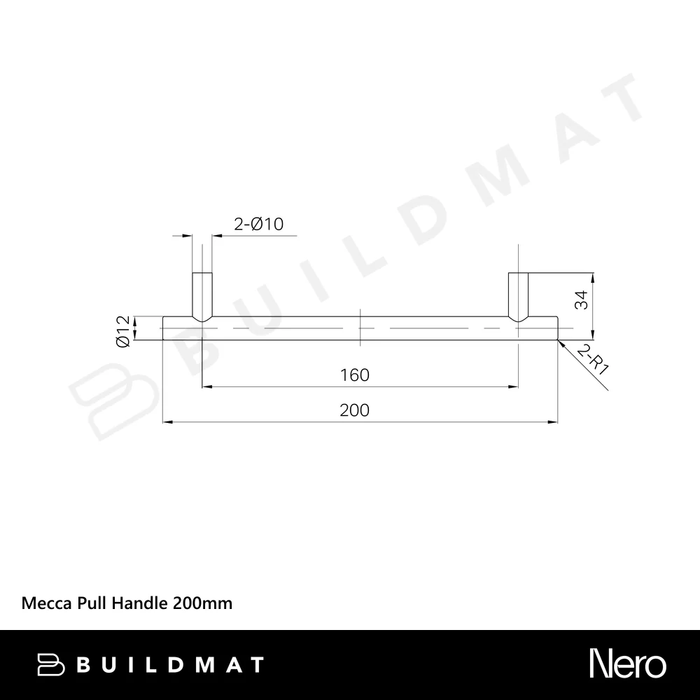 Nero Mecca Pull Handle 200mm Brushed Nickel - Image 4