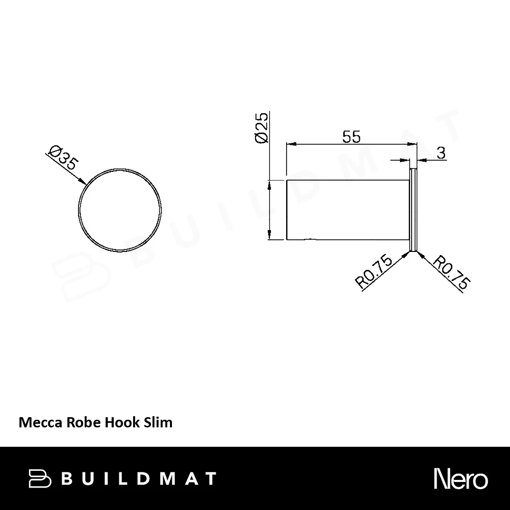 Nero Mecca Robe Hook Slim Matte Black - Image 4