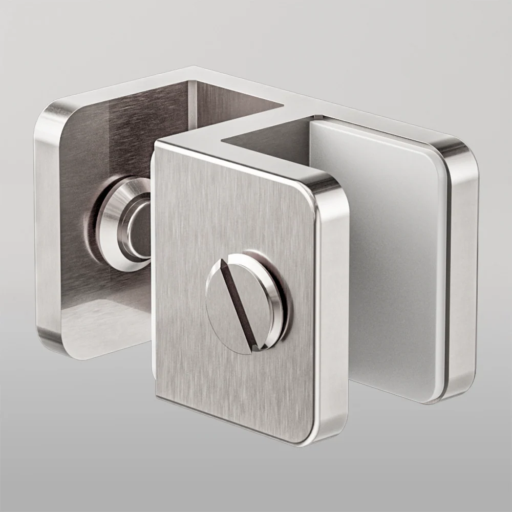Nero Over-Panel Glass To Glass Fitting 10mm Glass Brushed Nickel - Image 2
