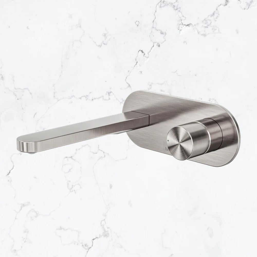 Nero Pure SS316L Progressive Wall Basin/Bath Mixer Brushed Nickel - Image 2