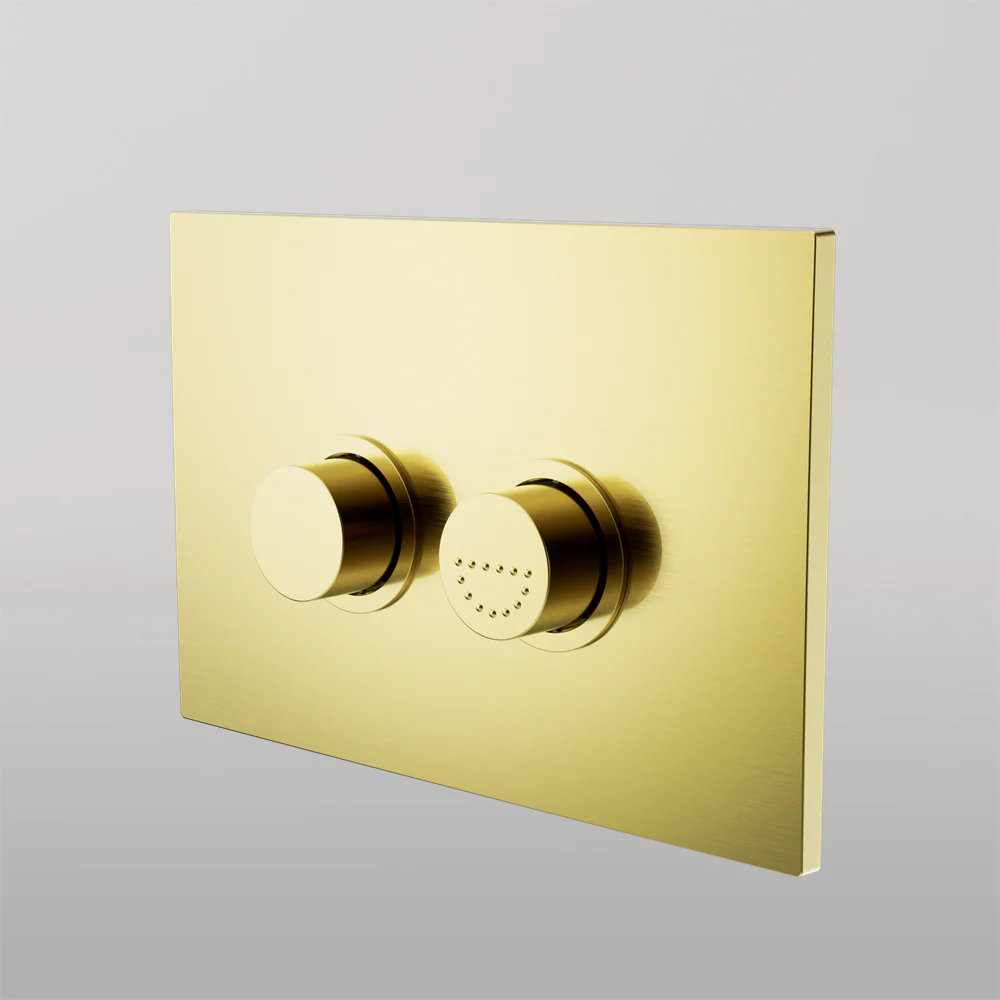 Nero Raised Disabled Care Pneumatic Flush Buttons Plate DDA Compliant Brushed Gold - Image 2