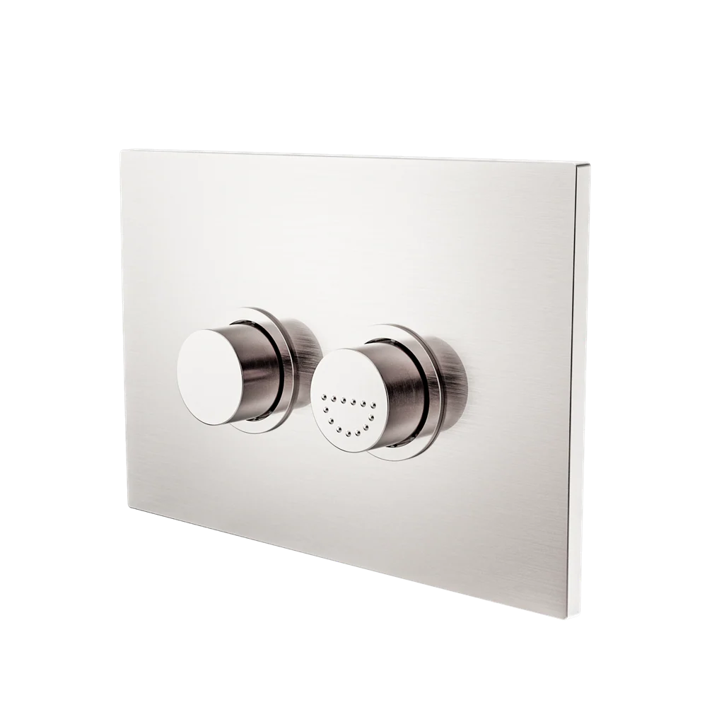 Nero Raised Disabled Care Pneumatic Flush Buttons Plate DDA Compliant Brushed Nickel - Image 3
