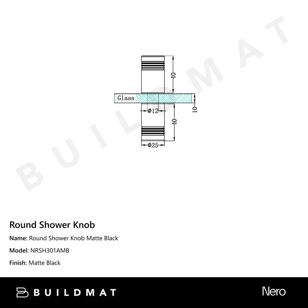 Nero Round Shower Knob Matte Black - Image 4