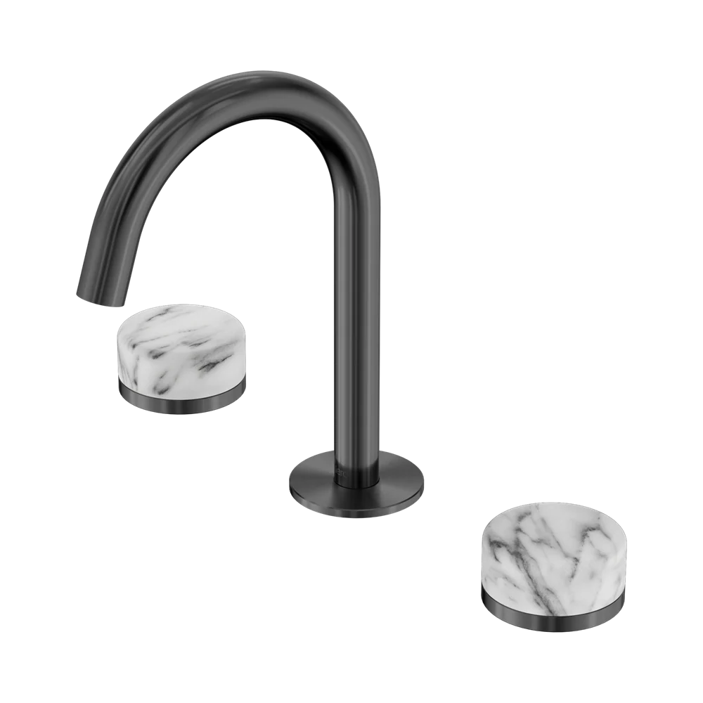Nero Serenity Basin Set Arc Spout With Arabescato Corchia Handle Gunmetal - Image 3