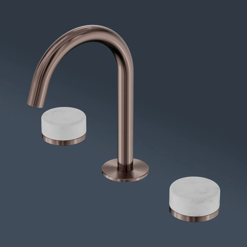Nero Serenity Basin Set Arc Spout With Carrara Handle Brushed Bronze - Image 2