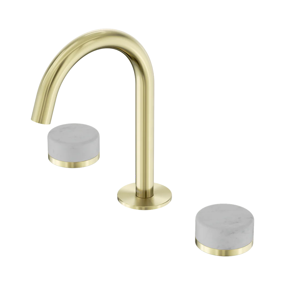 Nero Serenity Basin Set Arc Spout With Carrara Handle Brushed Gold - Image 3