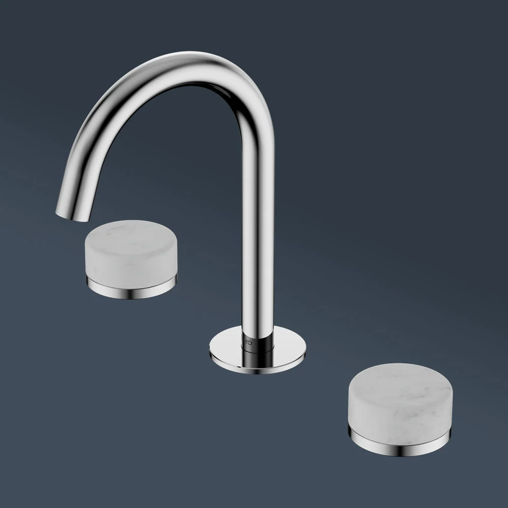 Nero Serenity Basin Set Arc Spout With Carrara Handle Chrome - Image 2