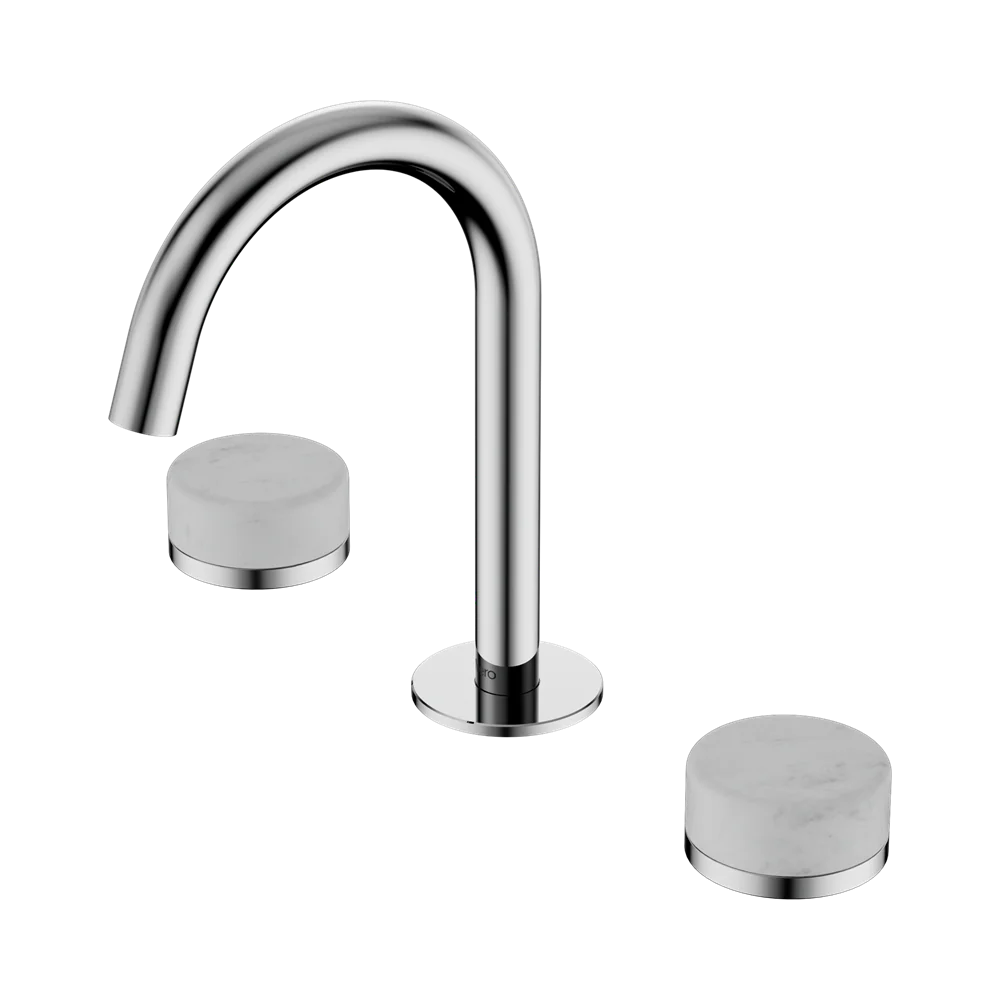 Nero Serenity Basin Set Arc Spout With Carrara Handle Chrome - Image 3