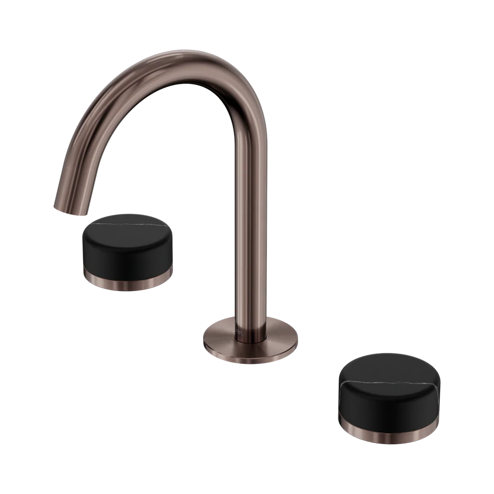 Nero Serenity Basin Set Arc Spout With Marquina Black Handle Brushed Bronze