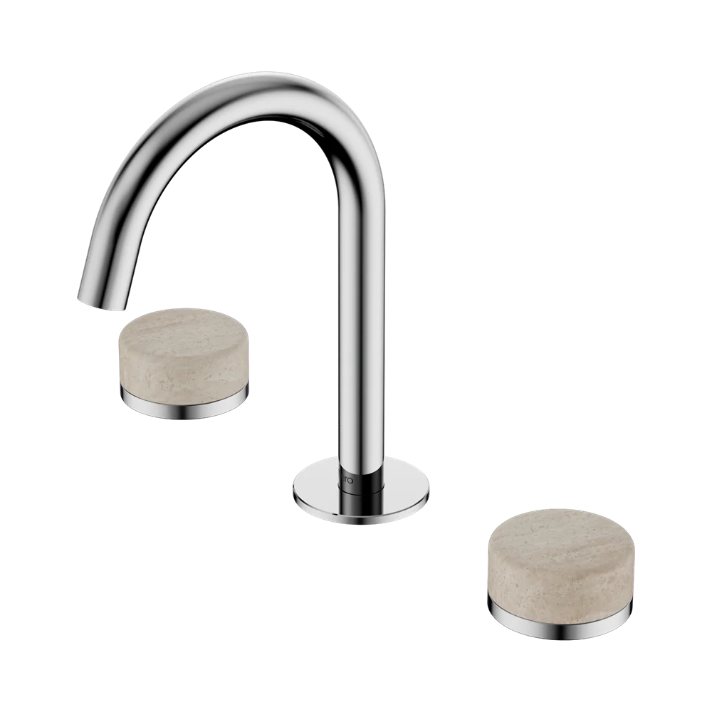 Nero Serenity Basin Set Arc Spout With Rome Travertine Handle Chrome - Image 3