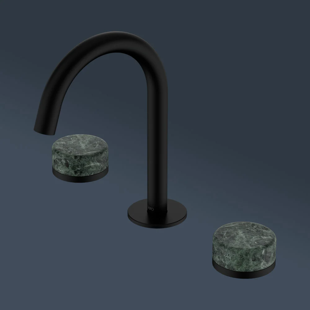 Nero Serenity Basin Set Arc Spout With Verde Alpi Handle Matte Black - Image 2