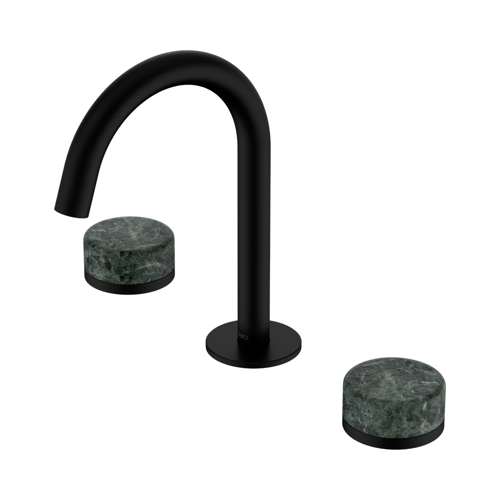 Nero Serenity Basin Set Arc Spout With Verde Alpi Handle Matte Black - Image 3