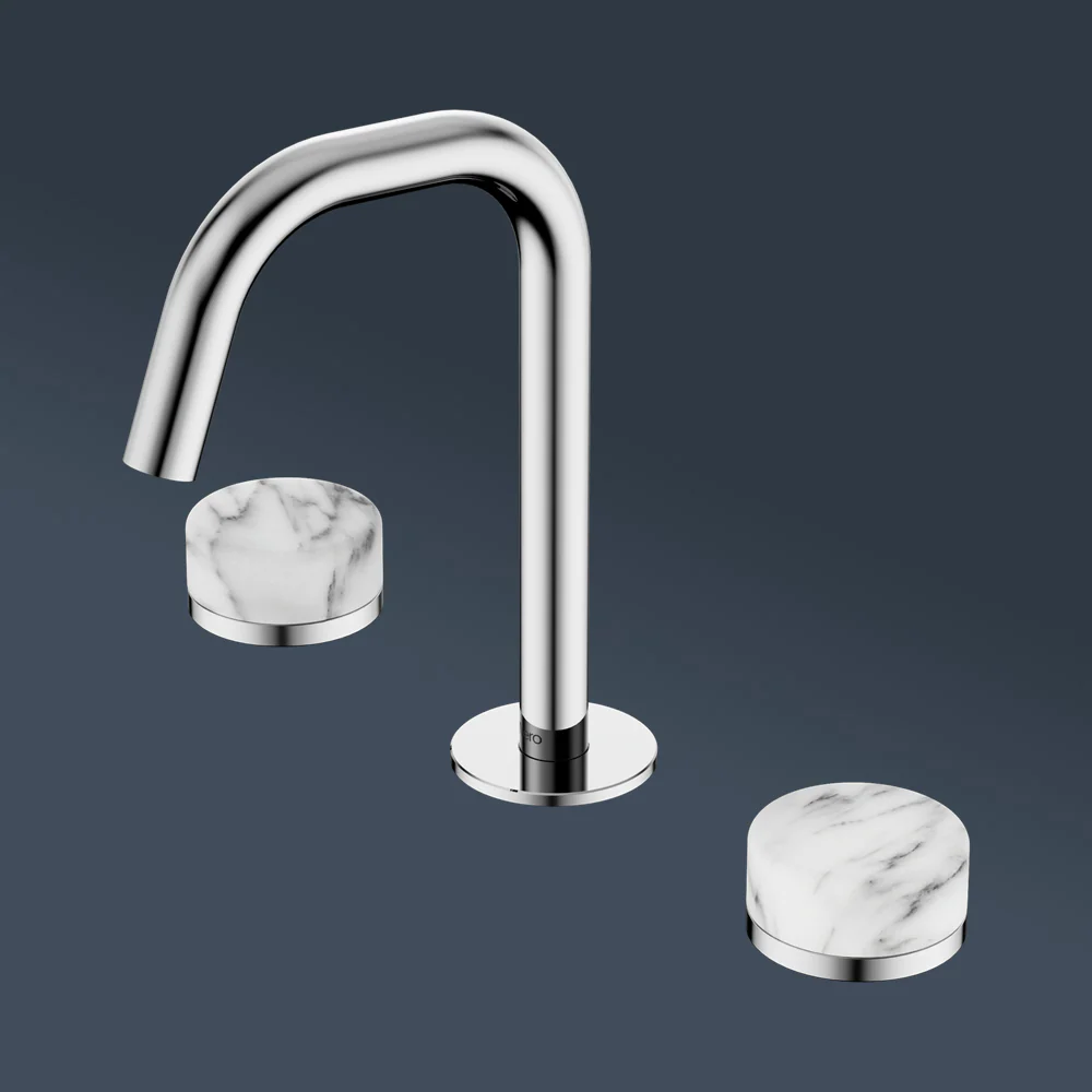 Nero Serenity Basin Set Edge Spout With Arabescato Corchia Handle Chrome - Image 2