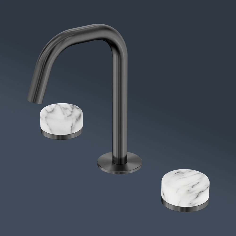 Nero Serenity Basin Set Edge Spout With Arabescato Corchia Handle Gunmetal - Image 2