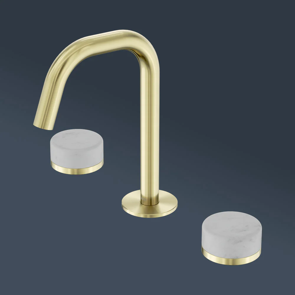 Nero Serenity Basin Set Edge Spout With Carrara Handle Brushed Gold - Image 2
