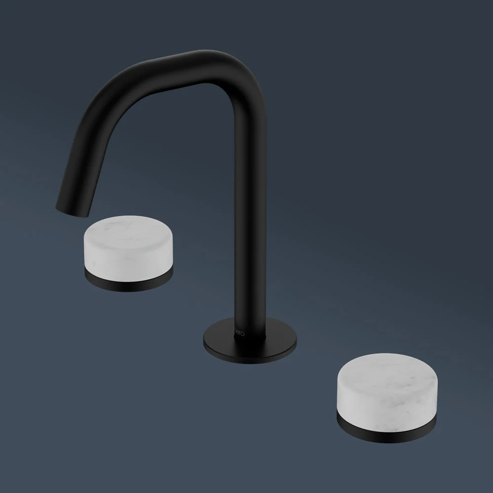 Nero Serenity Basin Set Edge Spout With Carrara Handle Matte Black - Image 2
