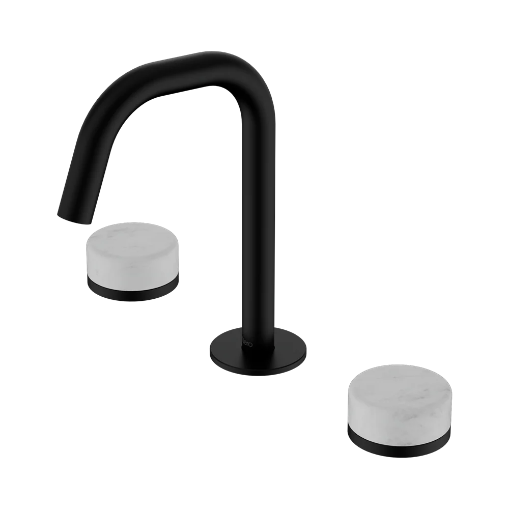 Nero Serenity Basin Set Edge Spout With Carrara Handle Matte Black - Image 3