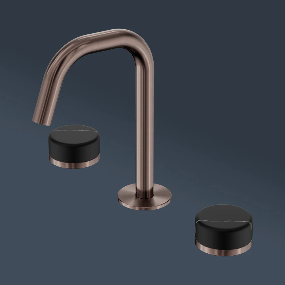 Nero Serenity Basin Set Edge Spout With Marquina Black Handle Brushed Bronze - Image 2