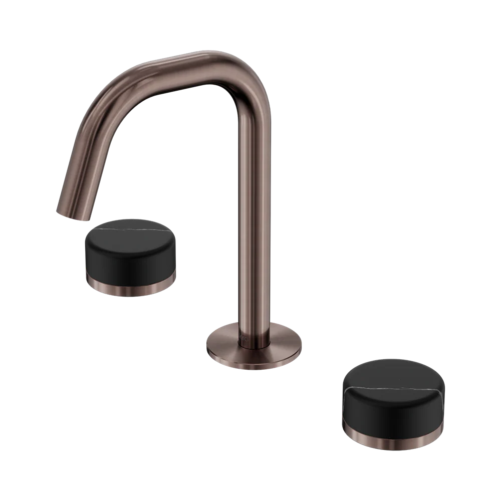Nero Serenity Basin Set Edge Spout With Marquina Black Handle Brushed Bronze - Image 3