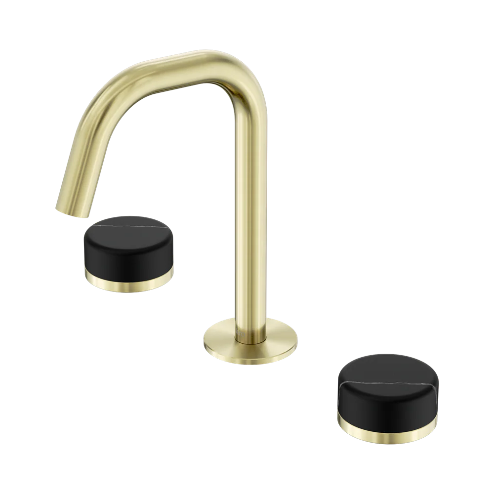 Nero Serenity Basin Set Edge Spout With Marquina Black Handle Brushed Gold