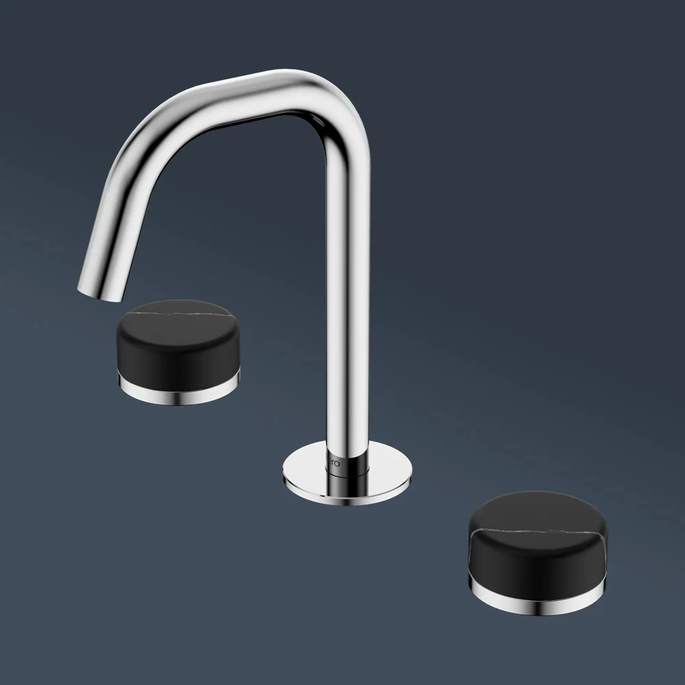 Nero Serenity Basin Set Edge Spout With Marquina Black Handle Chrome - Image 2