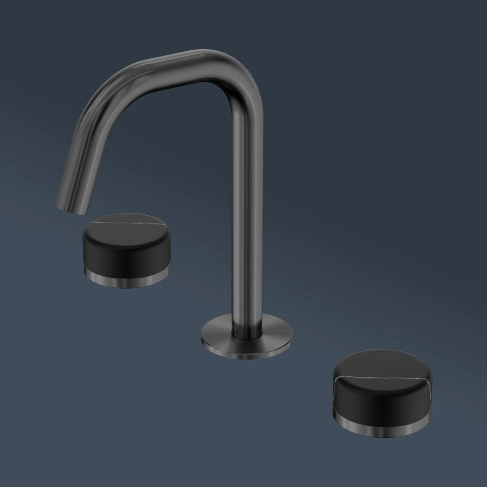 Nero Serenity Basin Set Edge Spout With Marquina Black Handle Gunmetal - Image 2