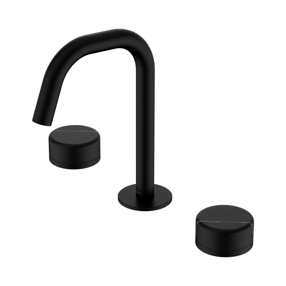 Nero Serenity Basin Set Edge Spout With Marquina Black Handle Matte Black