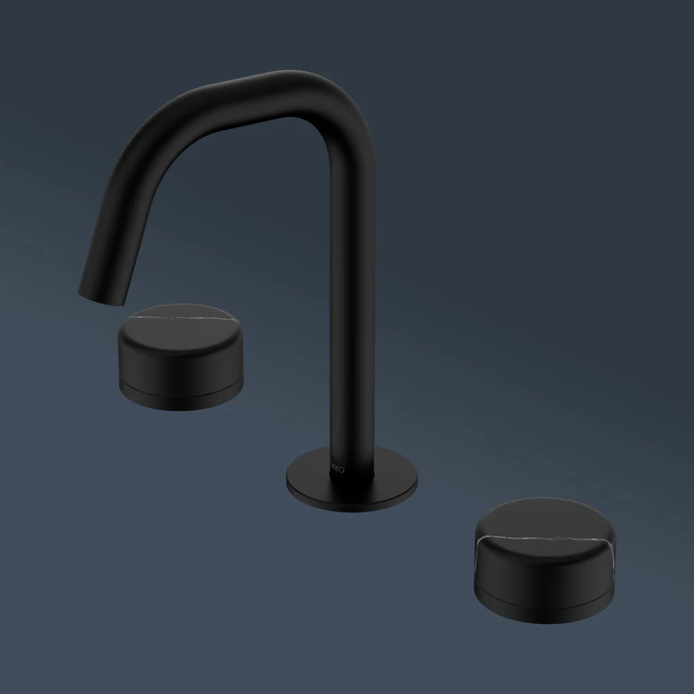 Nero Serenity Basin Set Edge Spout With Marquina Black Handle Matte Black - Image 2