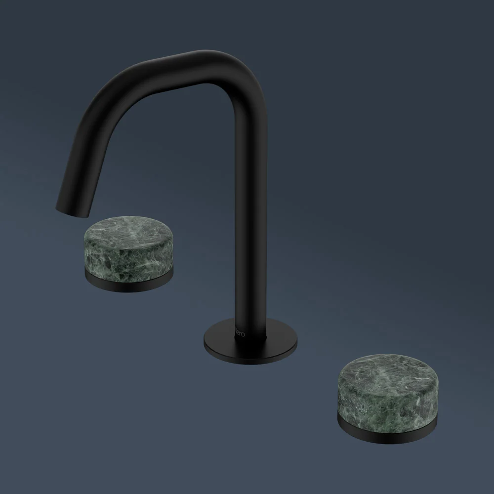 Nero Serenity Basin Set Edge Spout With Verde Alpi Handle Matte Black - Image 2