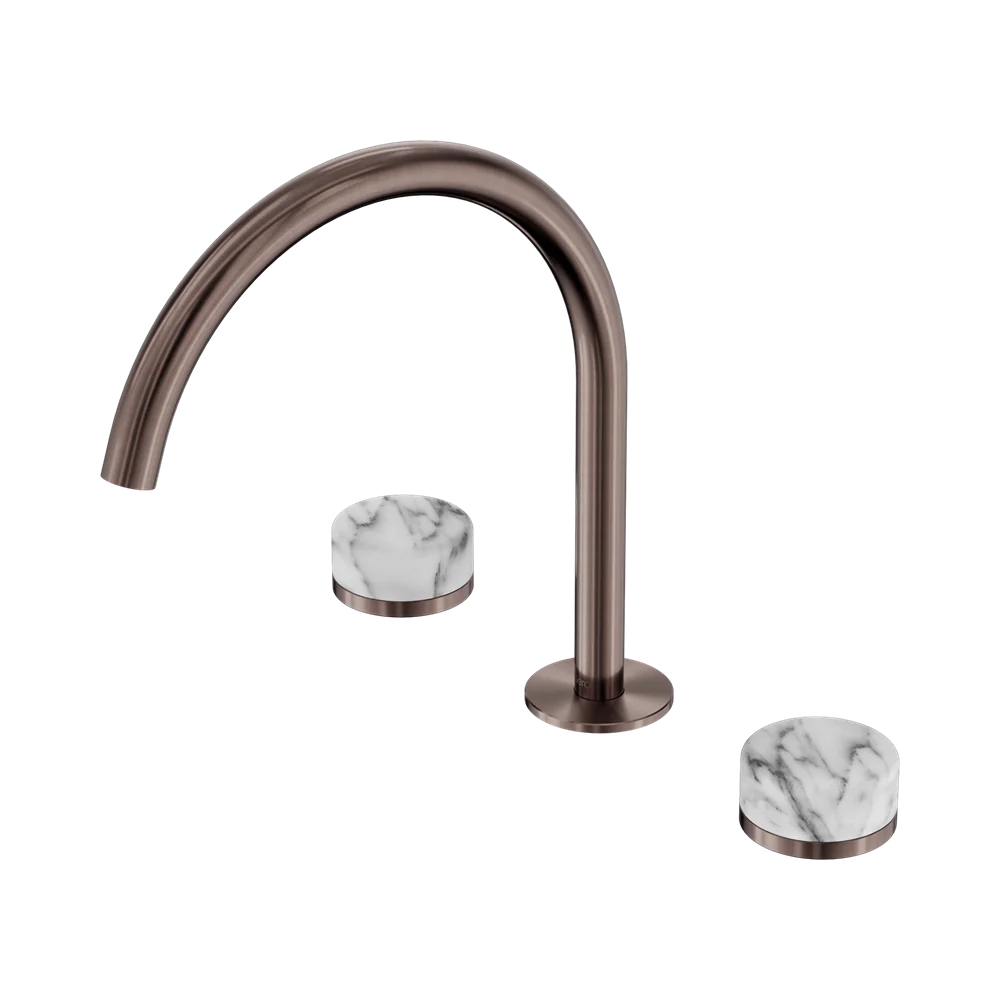 Nero Serenity Bath/Kitchen Set Arc Spout With Arabescato Corchia Handle Brushed Bronze - Image 3