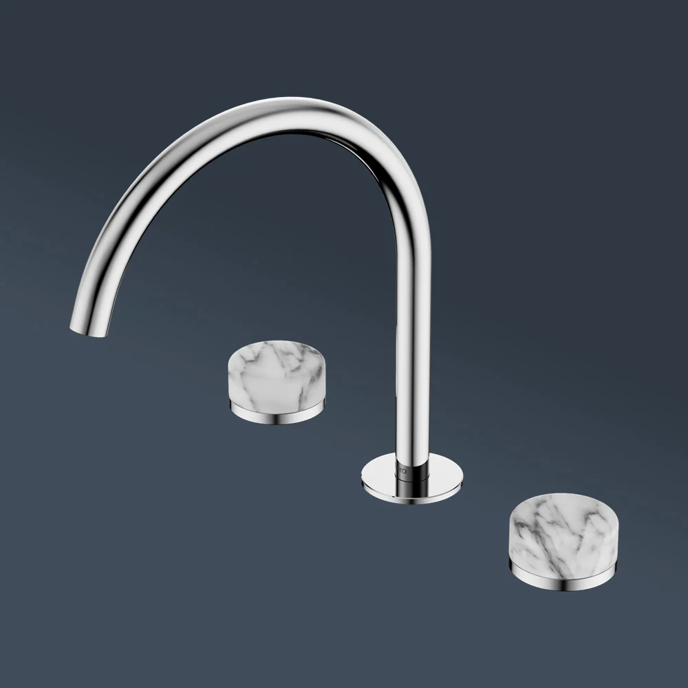 Nero Serenity Bath/Kitchen Set Arc Spout With Arabescato Corchia Handle Chrome - Image 2
