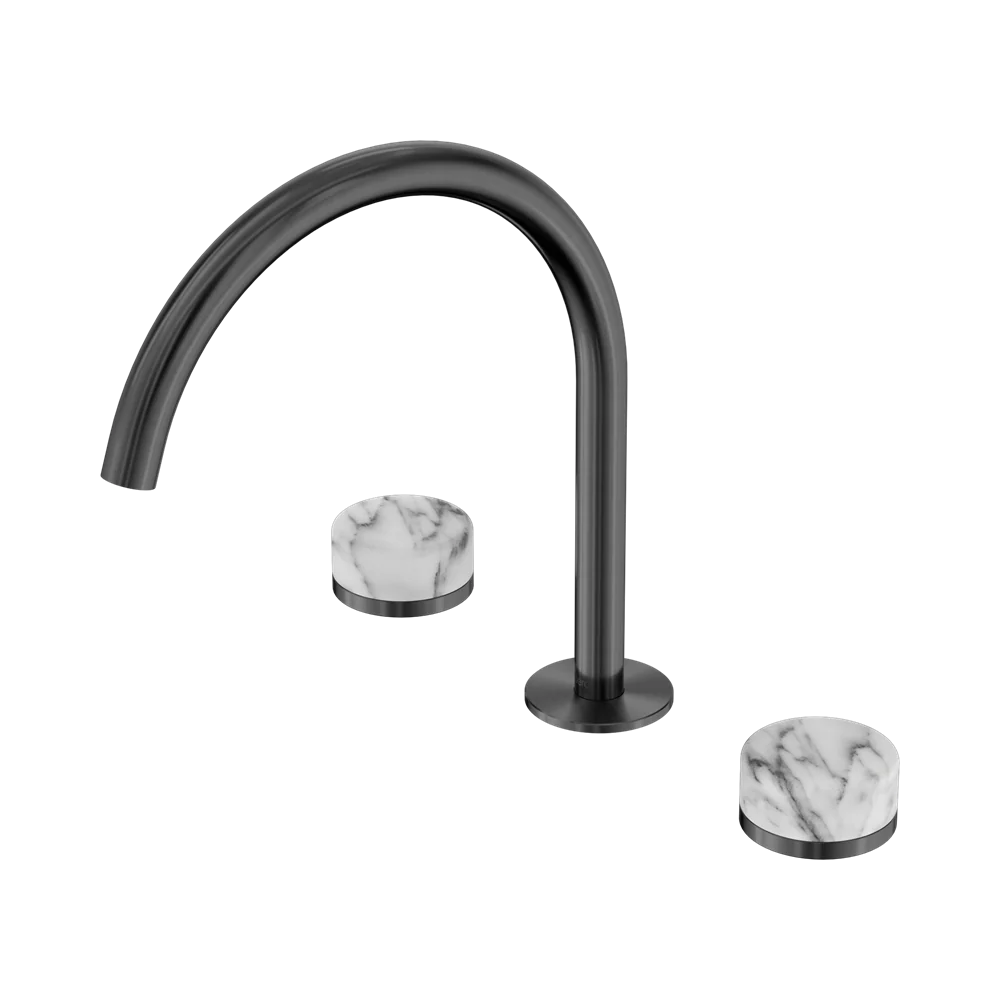 Nero Serenity Bath/Kitchen Set Arc Spout With Arabescato Corchia Handle Gunmetal - Image 3