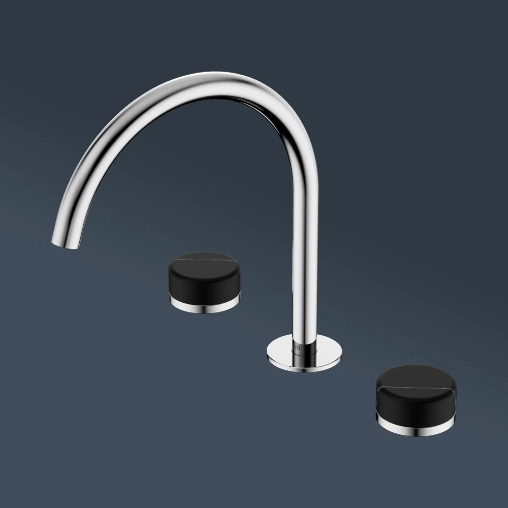 Nero Serenity Bath/Kitchen Set Arc Spout With Marquina Black Handle Chrome - Image 2