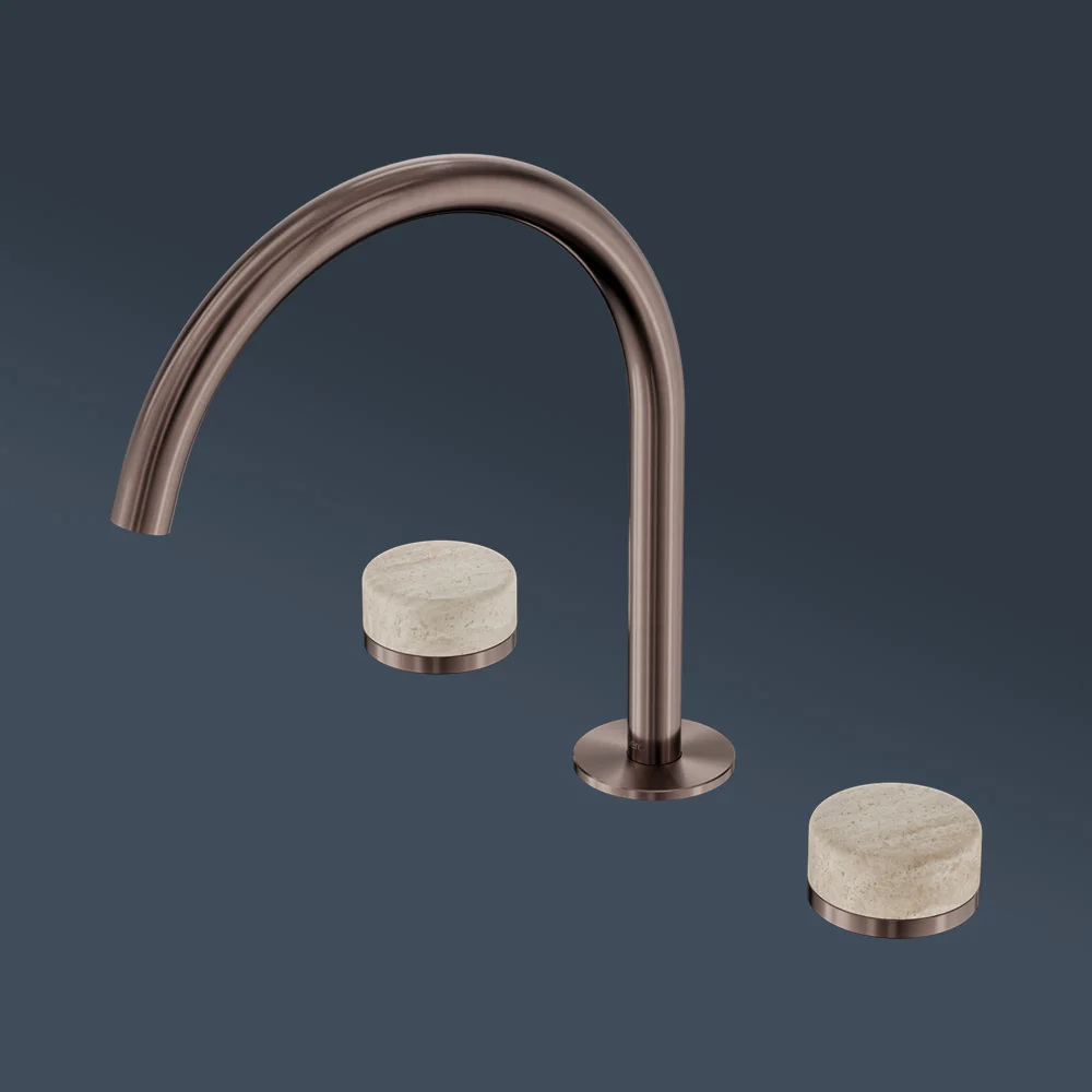 Nero Serenity Bath/Kitchen Set Arc Spout With Rome Travertine Handle Brushed Bronze - Image 2