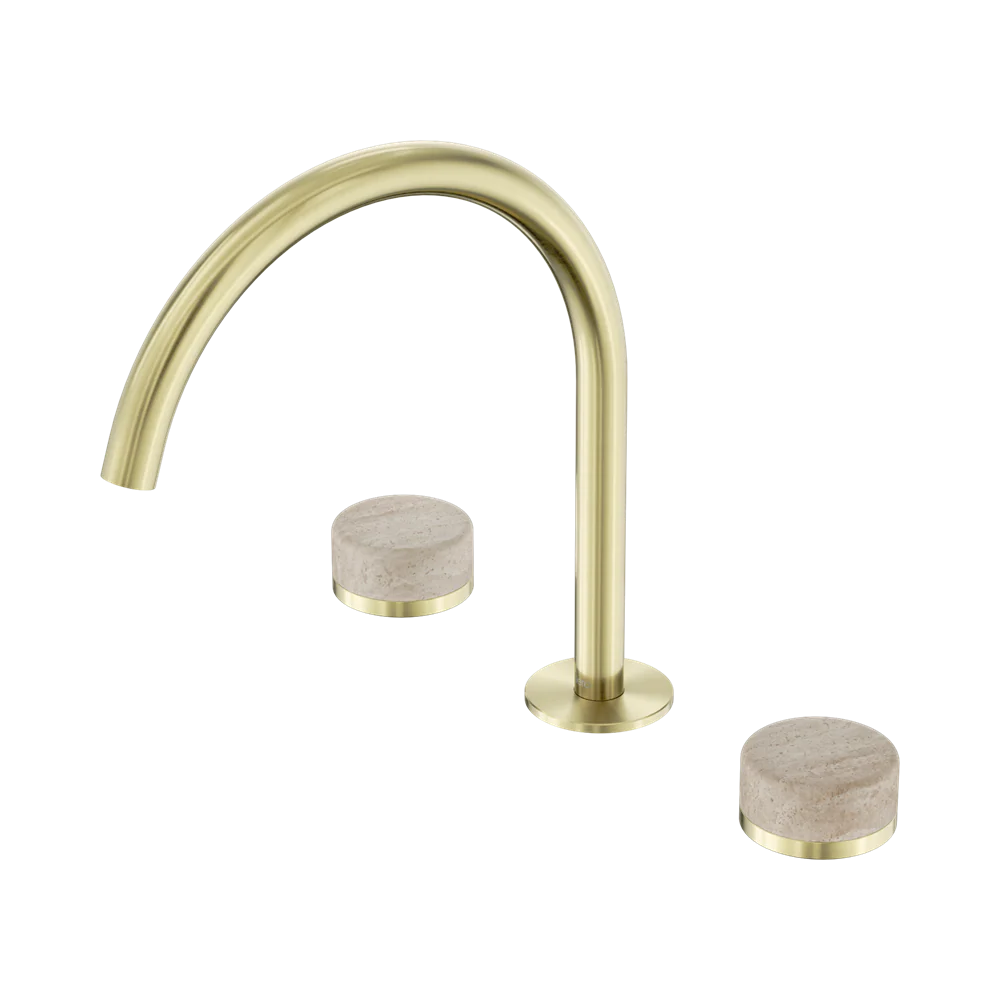 Nero Serenity Bath/Kitchen Set Arc Spout With Rome Travertine Handle Brushed Gold - Image 3
