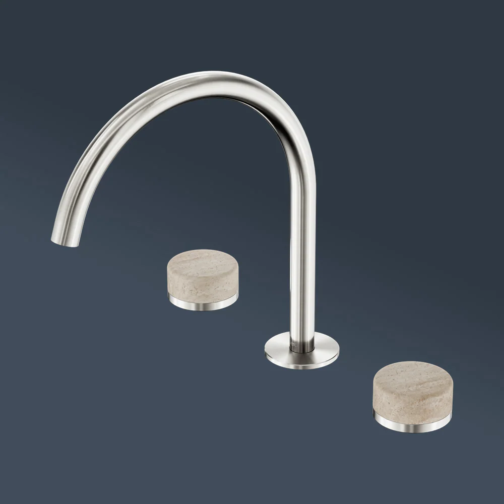 Nero Serenity Bath/Kitchen Set Arc Spout With Rome Travertine Handle Brushed Nickel - Image 2