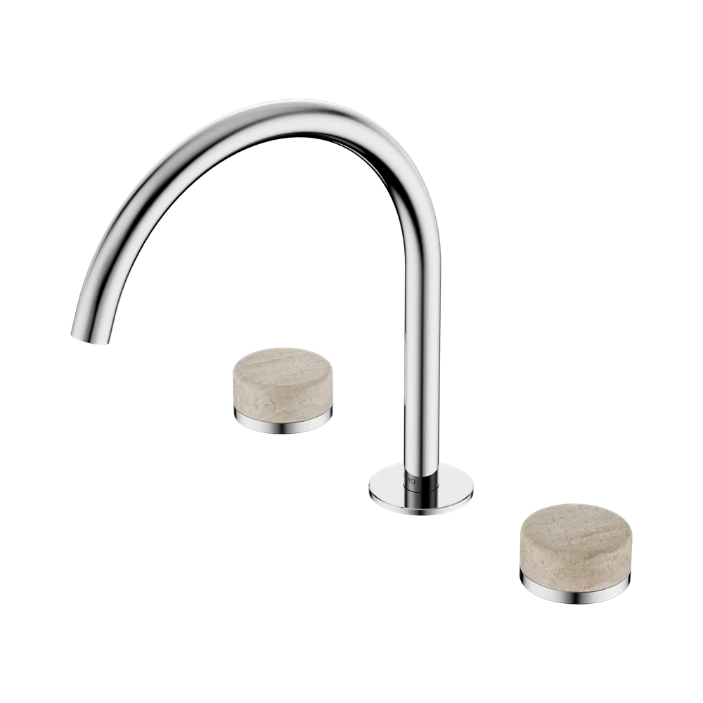 Nero Serenity Bath/Kitchen Set Arc Spout With Rome Travertine Handle Chrome - Image 3