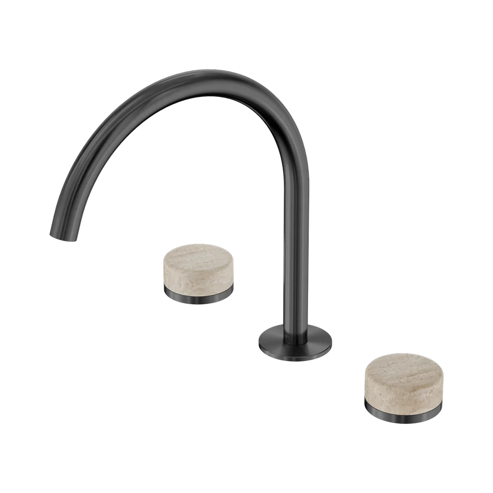 Nero Serenity Bath/Kitchen Set Arc Spout With Rome Travertine Handle Gunmetal - Image 3