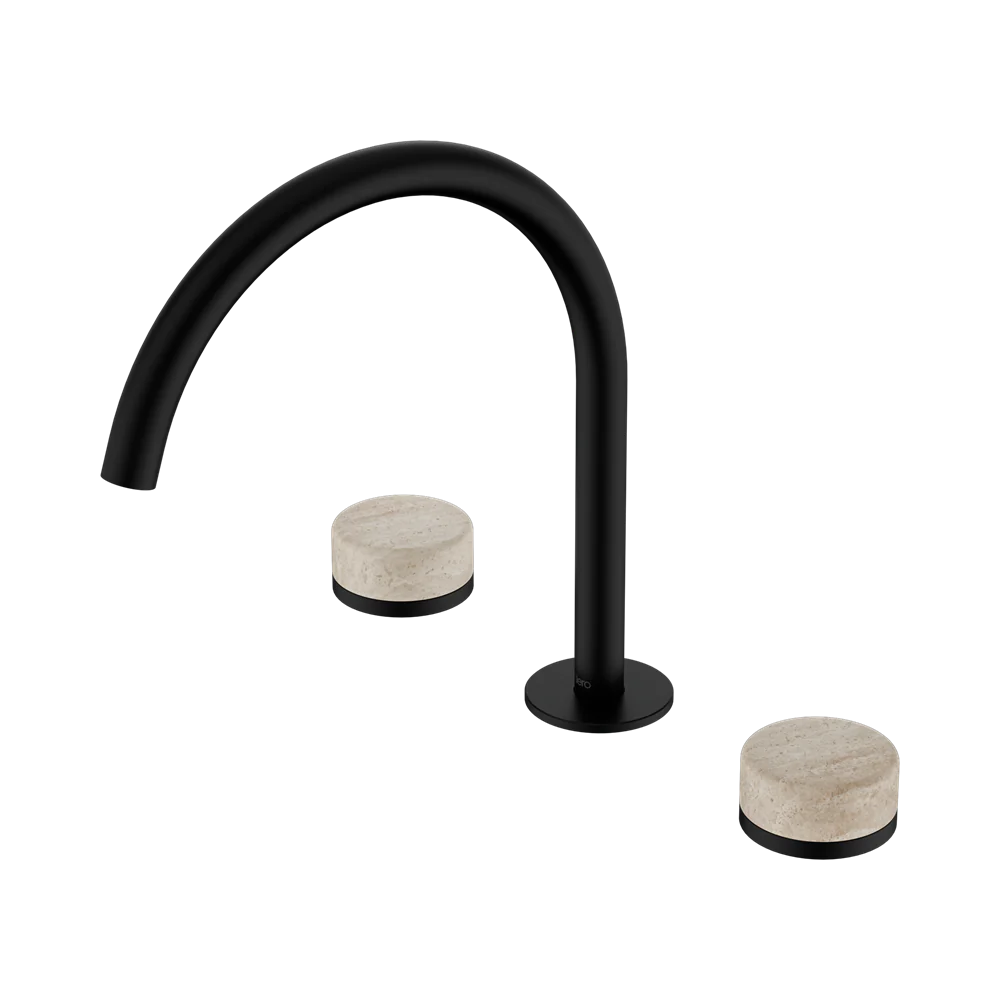 Nero Serenity Bath/Kitchen Set Arc Spout With Rome Travertine Handle Matte Black - Image 3
