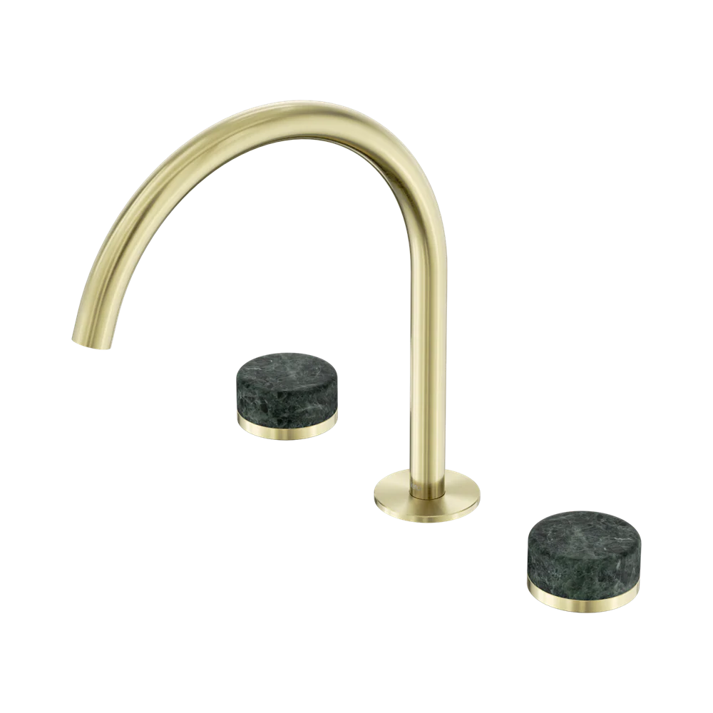 Nero Serenity Bath/Kitchen Set Arc Spout With Verde Alpi Handle Brushed Gold - Image 3