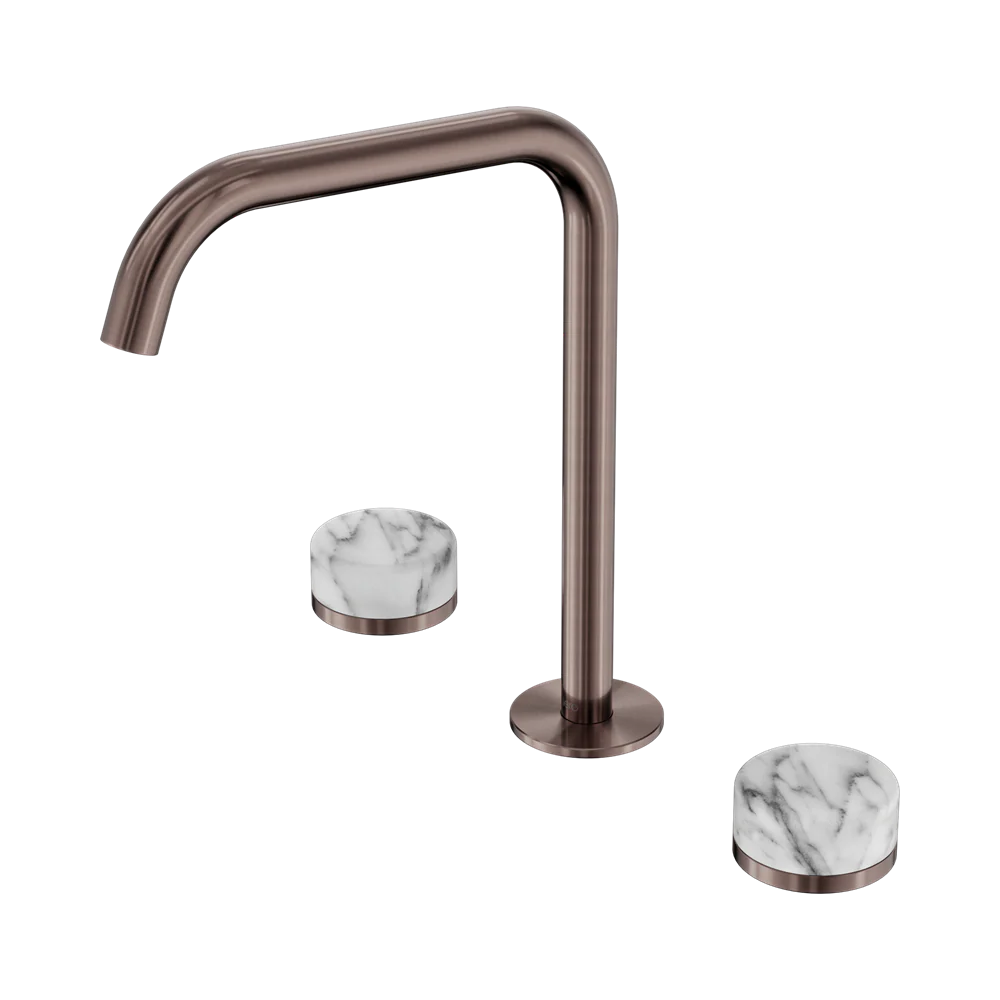 Nero Serenity Bath/Kitchen Set Edge Spout With Arabescato Corchia Handle Brushed Bronze - Image 3